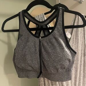 Zip front sports bra